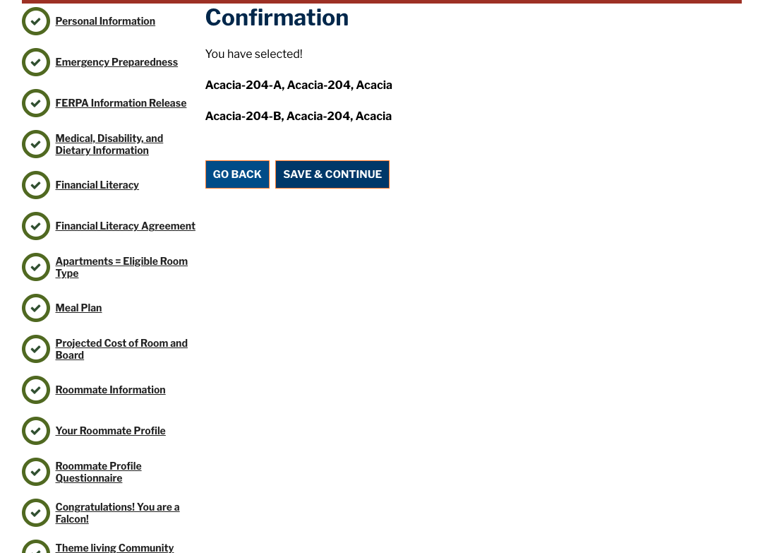 Confirmation Page